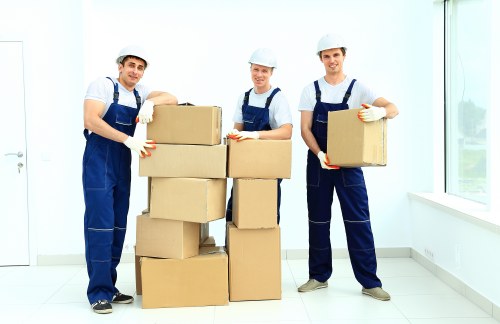 Professional office removals planning in Homerton with boxes and workspace setup