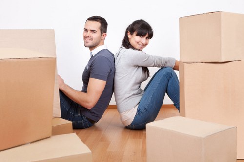 Boxes and student belongings ready for removals in Homerton